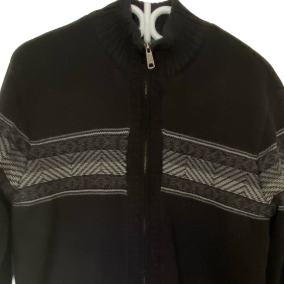 Emanuel Ungaro Mens Thick Fleece Lined Black Cotton Zip Up Sweater Coat. Sz M - Picture 2 of 14